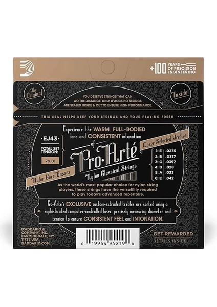 D'addario EJ43 Klasik Gitar Tel Seti (4/4), Silverplated Wound cl fiyatları