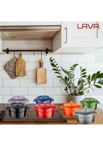 Metal Döküm Mini Tencere, 10 Cm, 0.35 L Hacim, Kırmızı