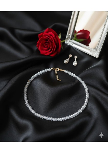 Kadın Faseta Kesim Krsital Beyaz Boncuk Kolye fiyatları