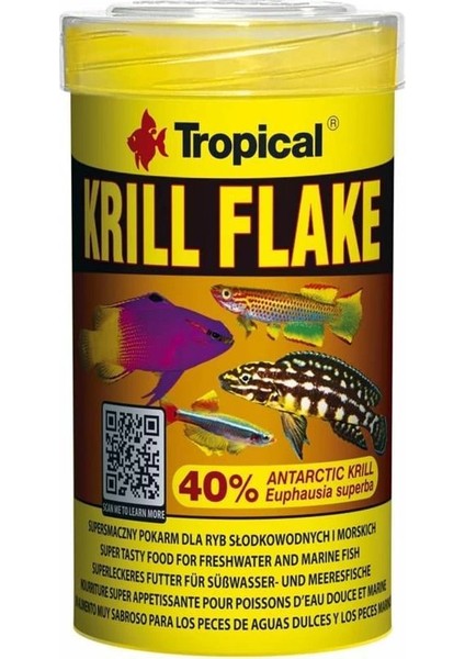 Krill Flakes Tropikal Balıklar Için Krill Içerikli Pul Balık Yemi 100 ml 20GR