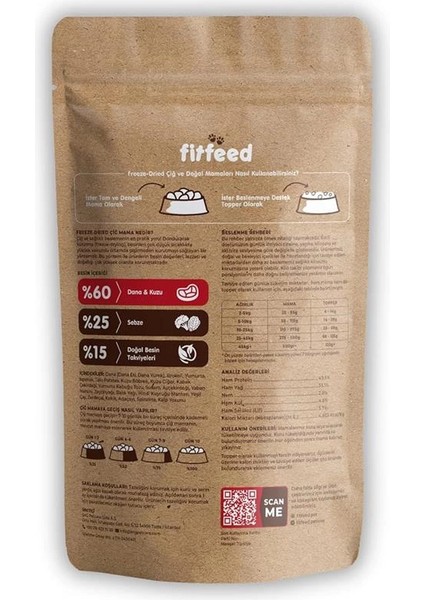 Freeze-Dried Kuru Çiğ Kedi Maması -%75 Dana - 300G fiyatları