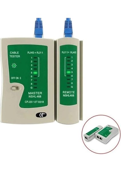 Network Tester RJ11 RJ45 Cat Internet Kontrol Test Cihazı LED Işıklı 4523
