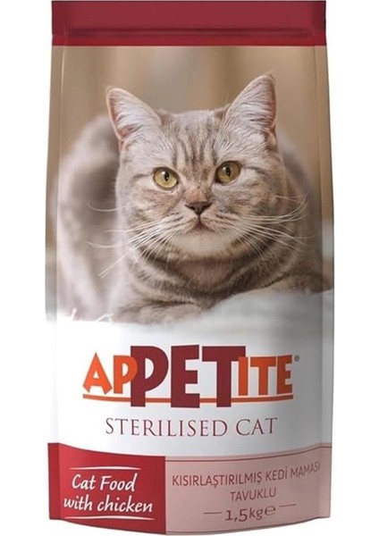 Apetite Kısırlaştırılımş Kedi̇ Maması Tavuklu, 1.5 kg