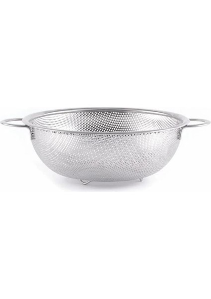 Paslanmaz Çelik 26CM Çift Kulplu Sepet Süzgeç, Salata, Meyve, Makarna Süzgeci - Paslanmaz