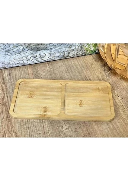 Bambu 2 Bölmeli Yağdanlık ve Sosluk Altlığı - Şık Tasarımlı Doğal Ahşap Stand, Mutfak Tezgahı Için indirimleri
