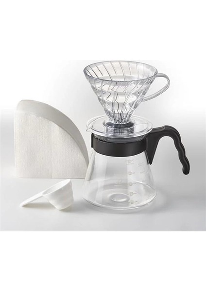Hario V60 Kahve Demleme Seti, Şeffaf
