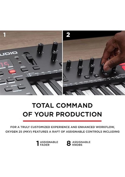 M-Audio Oxygen 25 V – 25 Tuşlu USB Mıdı Klavye Denetleyicisi, Beat Pad'li, Smart Chord & Scale fırsatları
