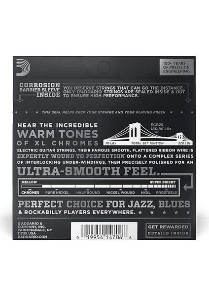 D'addario ECG26 Elektro Gitar Teli, Chromes, 13-56, Medium Gauge fiyatları
