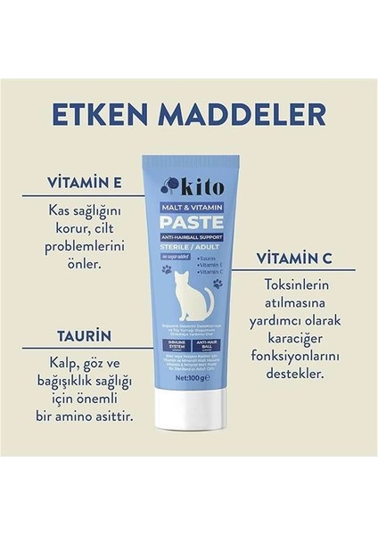 Kısır Veya Yetişkin Kediler Için Tüy Yumağı Önleyici ve Bağışıklık Sistemi Destekleyici Malt