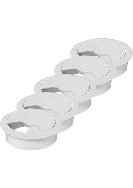 Masa Üstü Kablo Kanalı Deliği Kapağı Beyaz Masa Kapağı 6 cm (5 Adet)