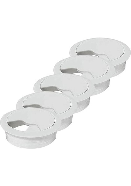 Masa Üstü Kablo Kanalı Deliği Kapağı Beyaz Masa Kapağı 6 cm (5 Adet)