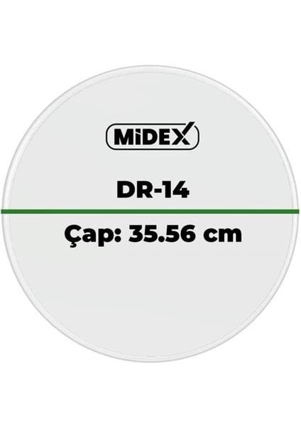 Midex DR-14R Şeffaf Renk 14 Inç Trampet Bateri Davul Derisi Drumhead 14'' Inch (35.56 Cm) modelleri