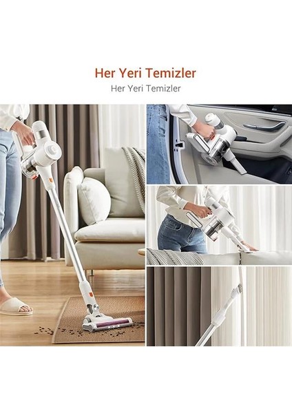 U10 Pro Kablosuz Dikey Süpürge, 30000PA, Beyaz modelleri