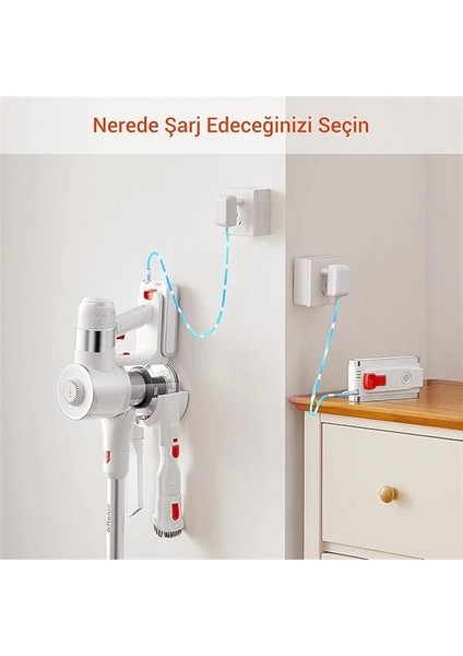 U10 Pro Kablosuz Dikey Süpürge, 30000PA, Beyaz