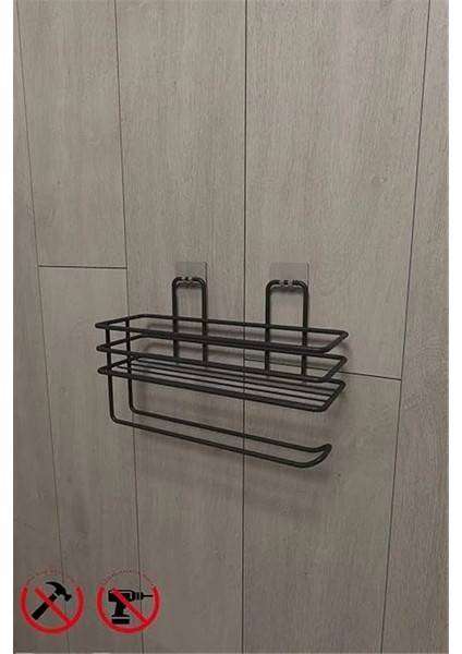 Yapışkanlı Raflı Kağıt Rulo Havluluk Peçetelik Havlu Kağıltlık Siyah Banyo Mutfak fiyatları