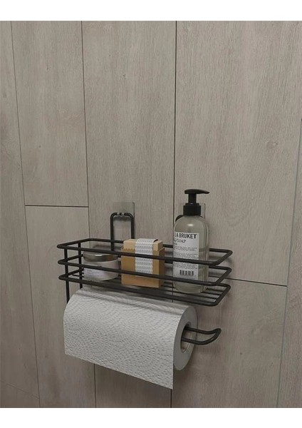 Yapışkanlı Raflı Kağıt Rulo Havluluk Peçetelik Havlu Kağıltlık Siyah Banyo Mutfak fırsatları