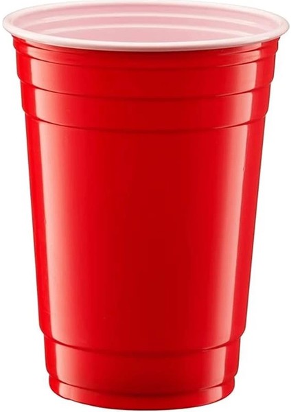 25 Adet Ikonik Amerikan Parti Bardağı Kırmızı Plastik Bardak Tek Kullanımlık 16 Oz - 500 ml fırsatları