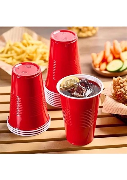 25 Adet Ikonik Amerikan Parti Bardağı Kırmızı Plastik Bardak Tek Kullanımlık 16 Oz - 500 ml indirimleri