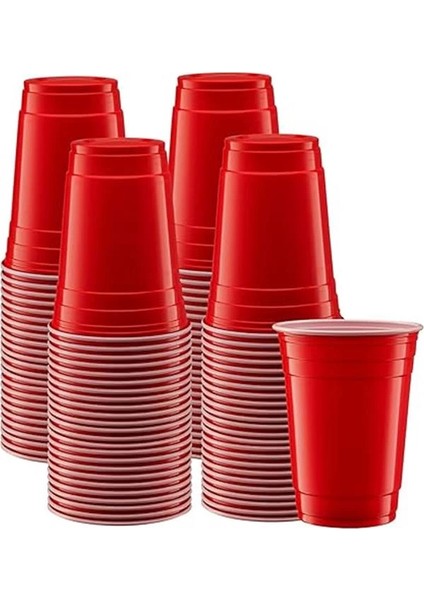25 Adet Ikonik Amerikan Parti Bardağı Kırmızı Plastik Bardak Tek Kullanımlık 16 Oz - 500 ml