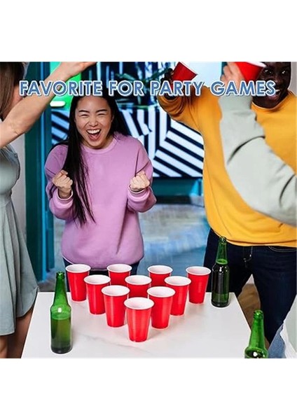 25 Adet Ikonik Amerikan Parti Bardağı Kırmızı Plastik Bardak Tek Kullanımlık 16 Oz - 500 ml