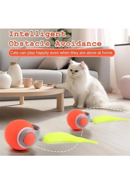 USB Şarj Edilebilir 360 Derece Dönen Akıllı Oyun Topu, Kedi ve Köpekler Için Kuyruklu