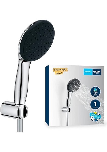 Vitalio Start 110 El Duşu Seti, 110MM Yuvarlak 1 Akışlı (Yağmur) El Duşu, Duş Başlığı Tutucu