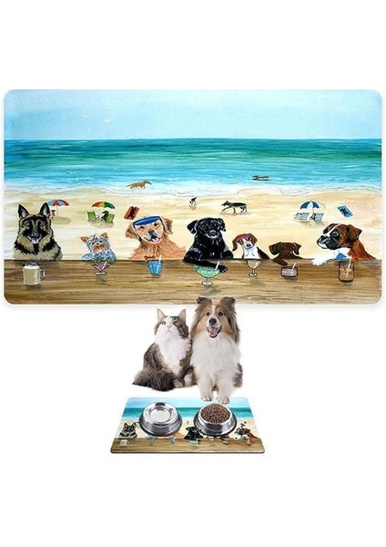 Mama ve Su Evcil Hayvan Beslenme Matı, Kolay Temizlenen Emici Su Geçirmez Kumaş, Küçük Orta