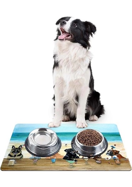 Mama ve Su Evcil Hayvan Beslenme Matı, Kolay Temizlenen Emici Su Geçirmez Kumaş, Küçük Orta