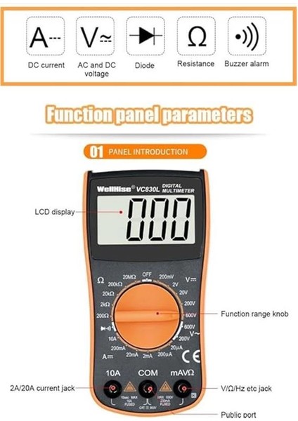 VC830L Ölçü Aleti Multimetre Avometre Büyük Ekran Vc A+ Series indirimleri
