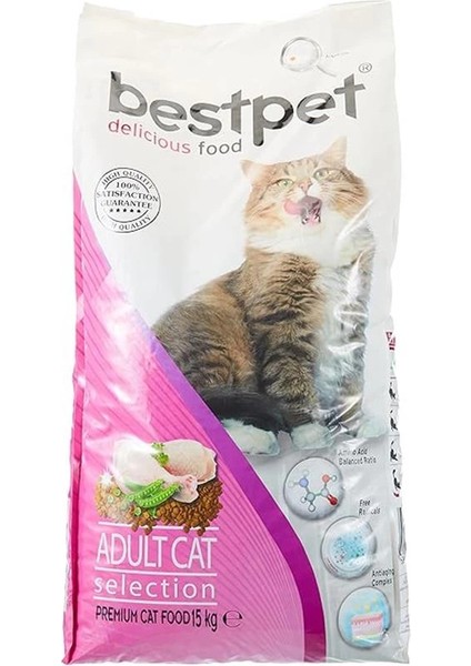 Selection, Yetişkin, Seçici Kediler Için Tavuk Etli Kuru Mama, 15 kg