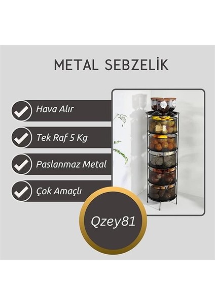 5 Katlı Açılır Kapanır Paslanmaz Metal Sebzelik Yükseklik 94 cm -(Siyah) indirimleri