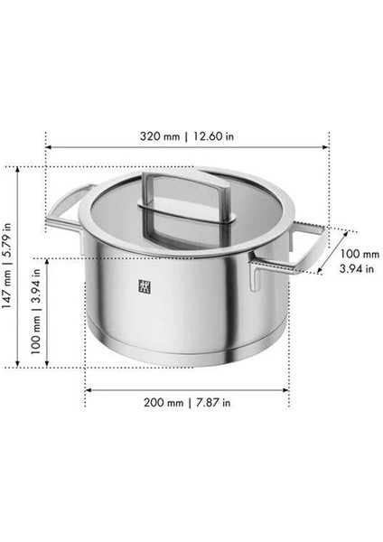 Zwilling Sığ Tencere, 20 Cm, Yuvarlak, 18/10 Paslanmaz Çelik