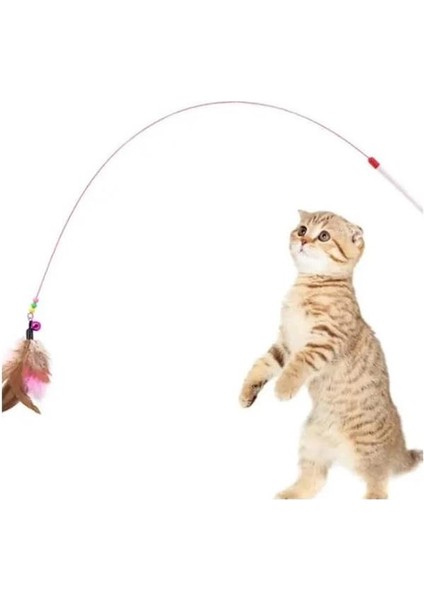 Tüylü Kedi Oyun Oltası, 90CM Uzunluğunda Kedi Oyuncağı