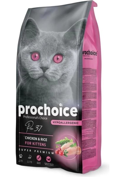 Pro 37 Yavru Kediler Için, Hipoalerjenik, Tavuk Etli ve Pirinçli Kuru Mama, 15 kg