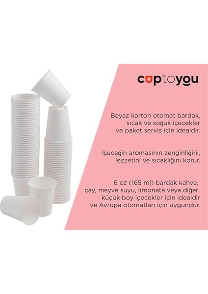 100 Adet Karton Bardak 6 Oz 165 Ml, Çay Için Beyaz Karton Bardaklar, Küçük Tek Kullanımlık modelleri