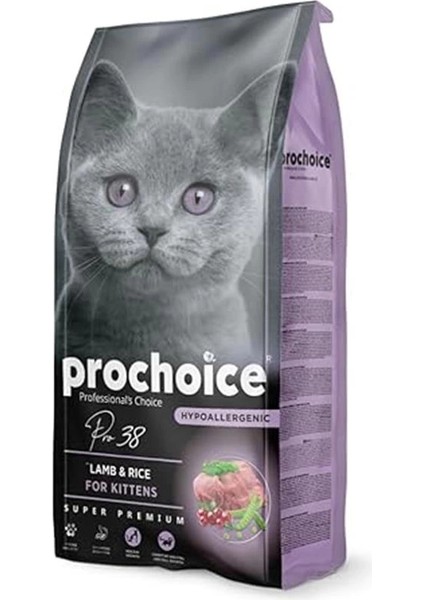 Pro 38, Yavru Kediler Için, Hipoalerjenik, Kuzu Etli ve Pirinçli Kuru Mama, 15 kg fırsatları