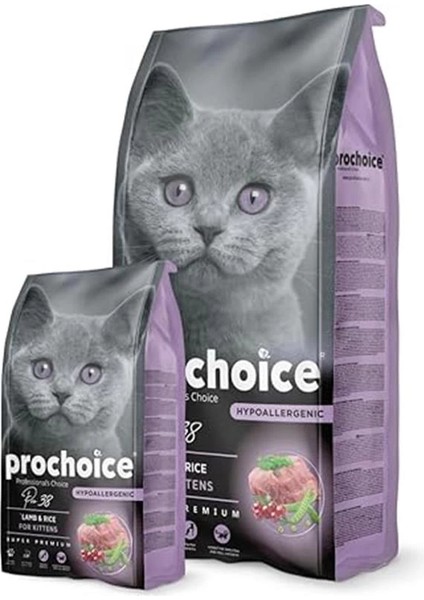 Pro 38, Yavru Kediler Için, Hipoalerjenik, Kuzu Etli ve Pirinçli Kuru Mama, 15 kg