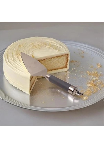 Paslanmaz Çelik Silikon Saplı Pasta Spatulası ve Kek Servis Kaşığı | Paslanmaz Çelik Pasta