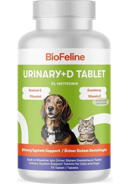 Urinary+D Tablet (Kedi ve Köpekler Için Idrar Yolu Düzenleyen Bağışıklık Sistemi Güçlendirici