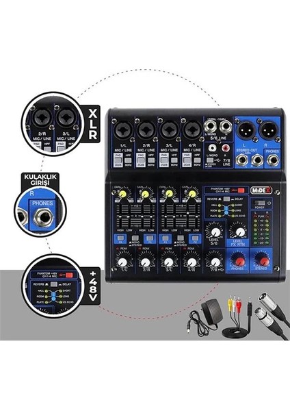 Stüdyo Ekipmanları Midi Live Paket-3 Ses Kartlı Mikser Midi Klavye Cx1 Mikrofon Kulaklık modelleri