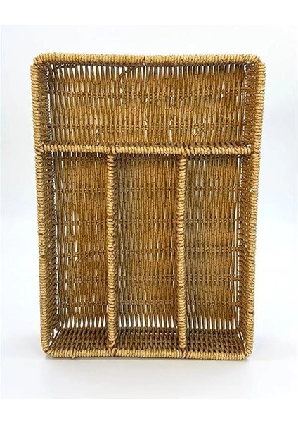 Hasır Örgülü 5 Gözlü Kaşıklık – Çekmece Içi Kaşık, Çatal, Bıçak Düzenleyici Organizer