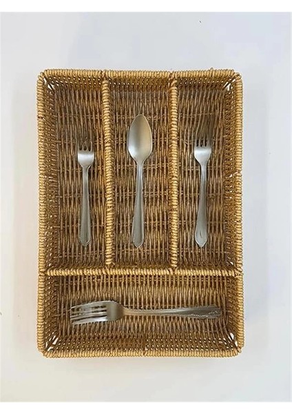 Hasır Örgülü 5 Gözlü Kaşıklık – Çekmece Içi Kaşık, Çatal, Bıçak Düzenleyici Organizer fiyatları