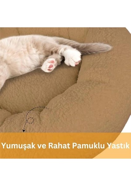 Beylini Kedi Köpek Yatağı Peluş Kumaş Minderli Konforlu Oyun Uyku Alanı Yatağı 50X50 (Kahverengi) fiyatları