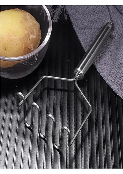 Pratik 24 cm Lüks Paslanmaz Metal Patates Ezici Patates Ezici Püre Yapıcı Zikzak modelleri