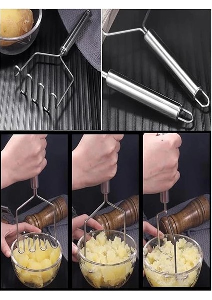 Pratik 24 cm Lüks Paslanmaz Metal Patates Ezici Patates Ezici Püre Yapıcı Zikzak fırsatları