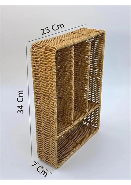 Hasır Örgülü 5 Gözlü Kaşıklık – Çekmece Içi Kaşık, Çatal, Bıçak Düzenleyici Organizer