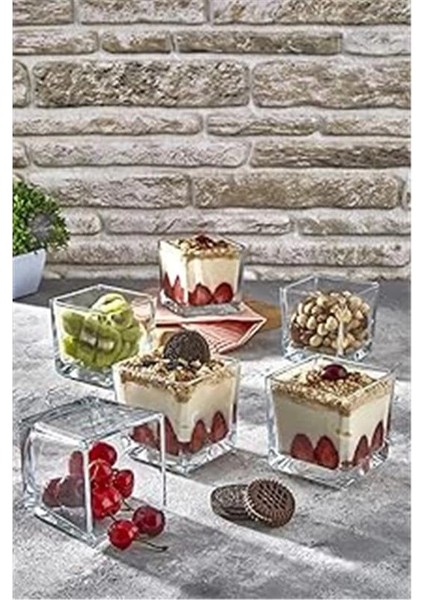 6nan Lı Magnolia Cup Kase Cam Magnolya Puding Tatlı Dondurma Kasesi Sunum Seti, Ili̇va