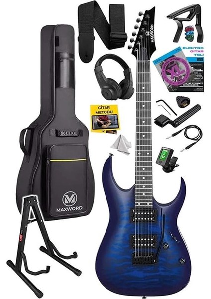 Grade-St Blue Rosewood Klavye Hh Yüksek Kaliteli Elektro Gitar