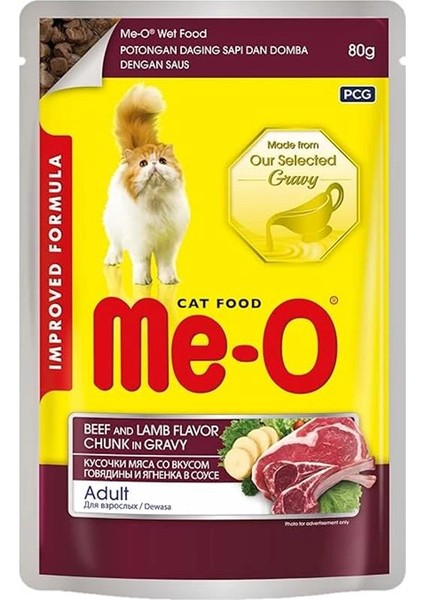 Me-O Sos Içinde Parça Dana ve Kuzu Eti, 80 gr