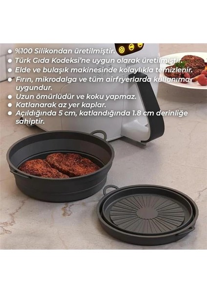Katlanabilir Airfryer Pişirme Kabı, Silikon Pişirme Kalıbı, 6 Litreye Kadar Tüm modelleri